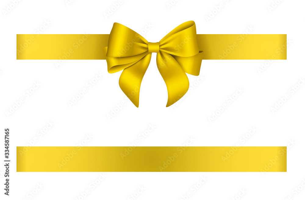 yellow bow and ribbon isolated on white background yellow bow and ribbon isolated on white background
