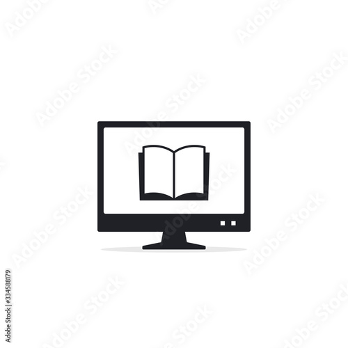 Reading books on the Internet, E-reading, Internet library, online book store, remote education Vector icon
