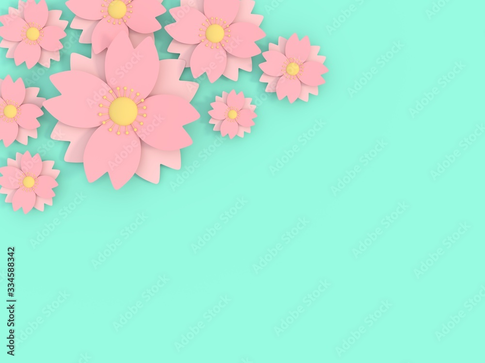 LOVELY KAWAII CUTE SAKURA CHERRY BLOSSOM FLOWERS 3D ILLUSTRATION