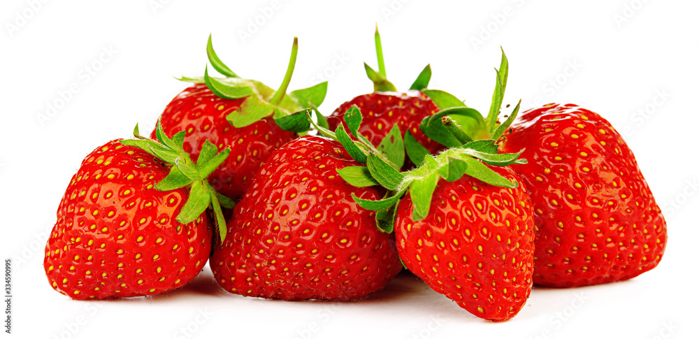 Strawberries with leaves isolated on a white background. Strawberries with leaves isolated on a white background.