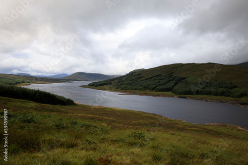 Skye Island (Scotland), UK - August 15, 2018: Typical landscape of Scotland, Isle of Skye, Inner Hebrides, Scotland, United Kingdom