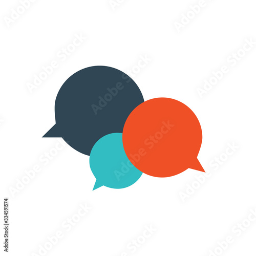 Three chat speech message bubbles. Forum icon. Communication concept. Stock vector illustration isolated on white background.