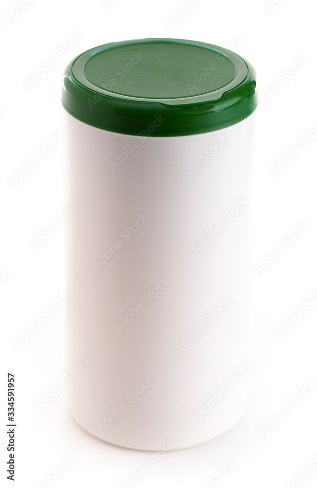 Obraz premium Plastic Jar Filled with Cleaning Wet Wipes
