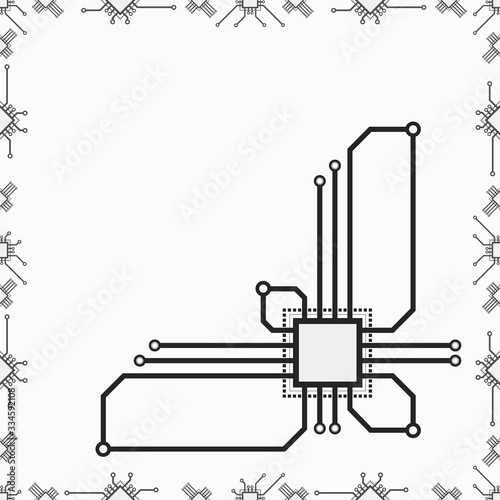 CPU microprocessor flat vector wallpaper. Concept of 2d line icon cpu design for web, video, print and animation.