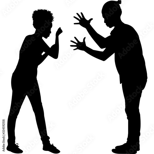  African American angry Couple Silhouette Vector