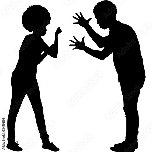  African American angry Couple Silhouette Vector