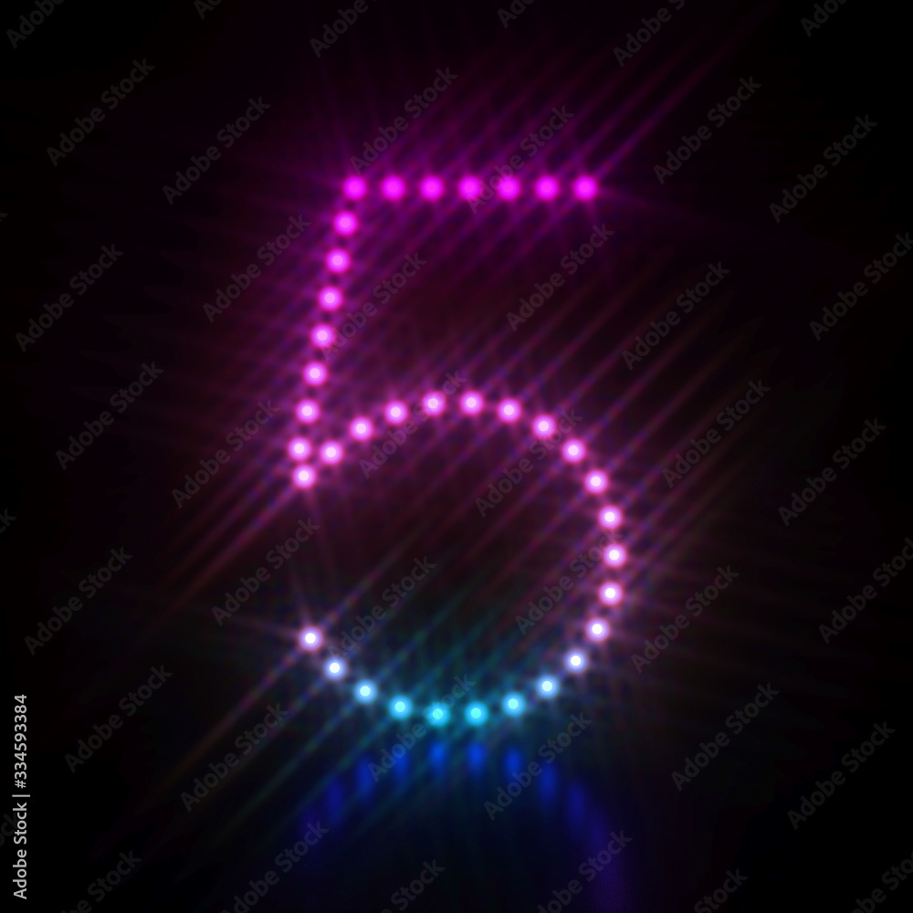 Pink blue dot light font Number 5 FIVE 3D Pink blue dot light font Number 5 FIVE 3D