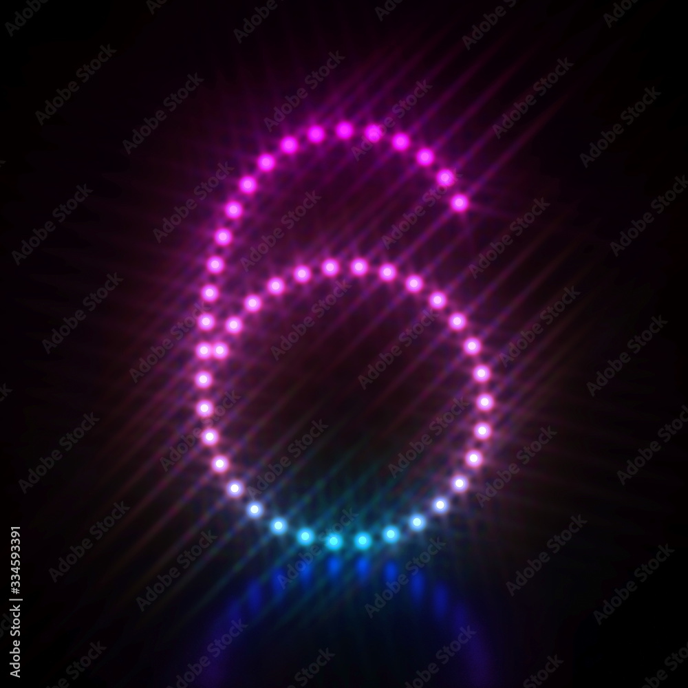Pink blue dot light font Number 6 SIX 3D