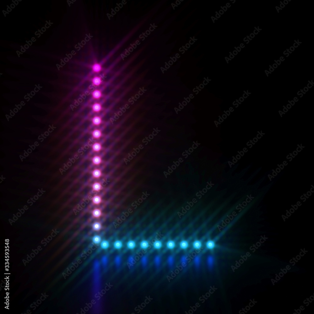 Obraz premium Pink blue dot light font Letter L 3D