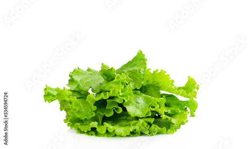 Fresh lettuce leaves are insulated on a white background
