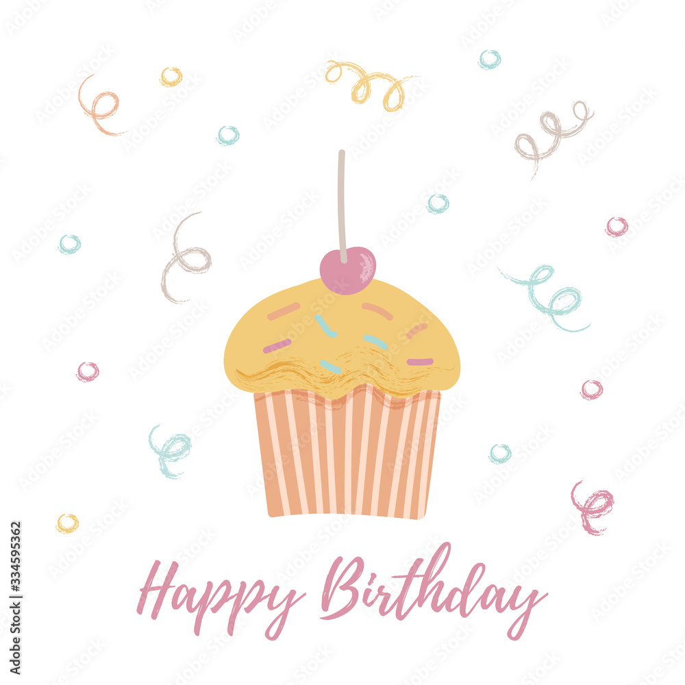 Cupcake design, happy birthday greeting card Cupcake design, happy birthday greeting card