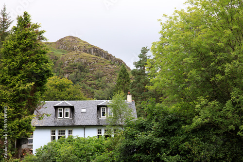 Skye Island (Scotland), UK - August 15, 2018: Typical house in Scotland, Isle of Skye, Inner Hebrides, Scotland, United Kingdom