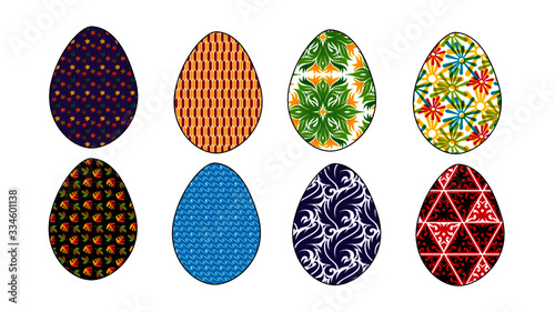 Ostereier mit verschiedenen bunten Tapetenmuster