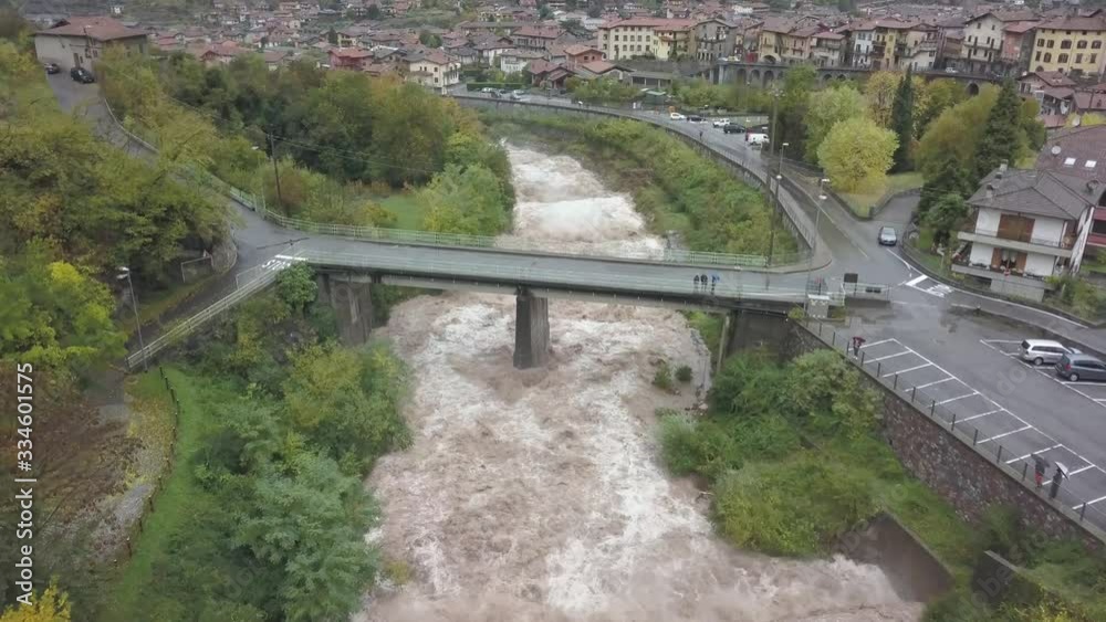 Full river disaster, Italy, color flat