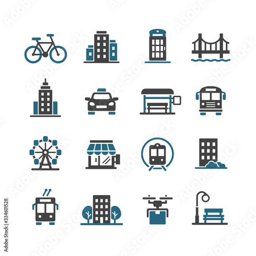 city infrastructure icons vector set