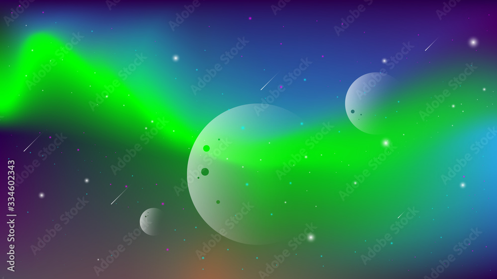 The background of the universe and its planet. Background with modern isometric style and gradation colors, used for posters or banners. The background of the universe and its planet. Background with modern isometric style and gradation colors, used for posters or banners.