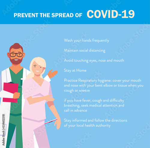 doctors explain Infographics how prevent the spread of covid 19