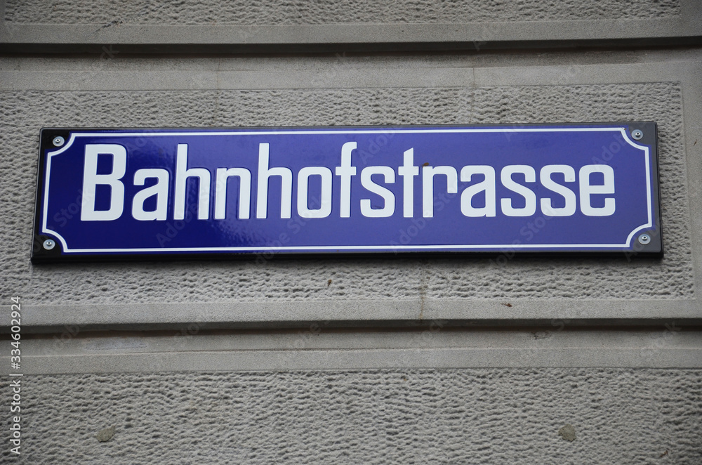 Street sign : Bahnhofstrasse in Zurich - Switzerland Street sign : Bahnhofstrasse in Zurich - Switzerland