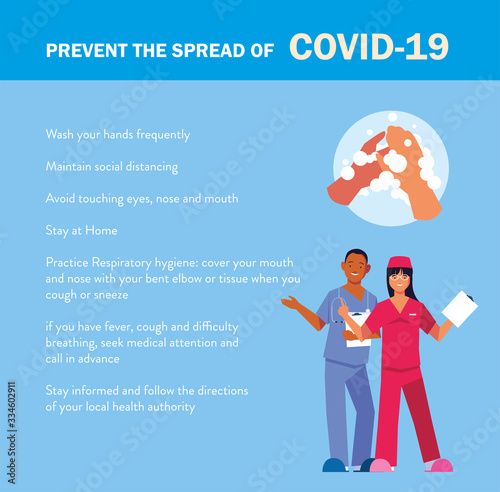 doctors explain Infographics how prevent the spread of covid 19