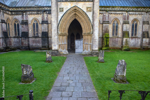 Fotografiet Four Evangelists Symbols at Wells Cathedral in Somerset, UK