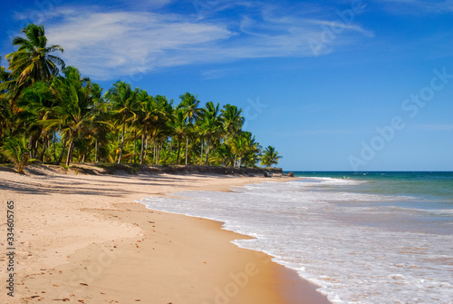 Sunny day at Taipú de Fora Beach, Penisula de Marau, BA, Brazil on February 22, 2008