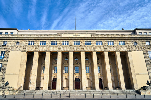 The historic neoclassical main building of the Poznan University of Economics.
