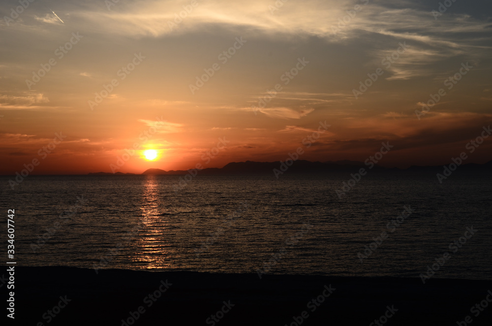 Beautiful sunset when sun is going to hide in Rhodes Beautiful sunset when sun is going to hide in Rhodes
