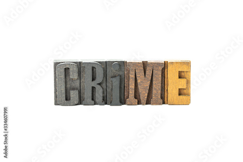 Crime in wood block letters