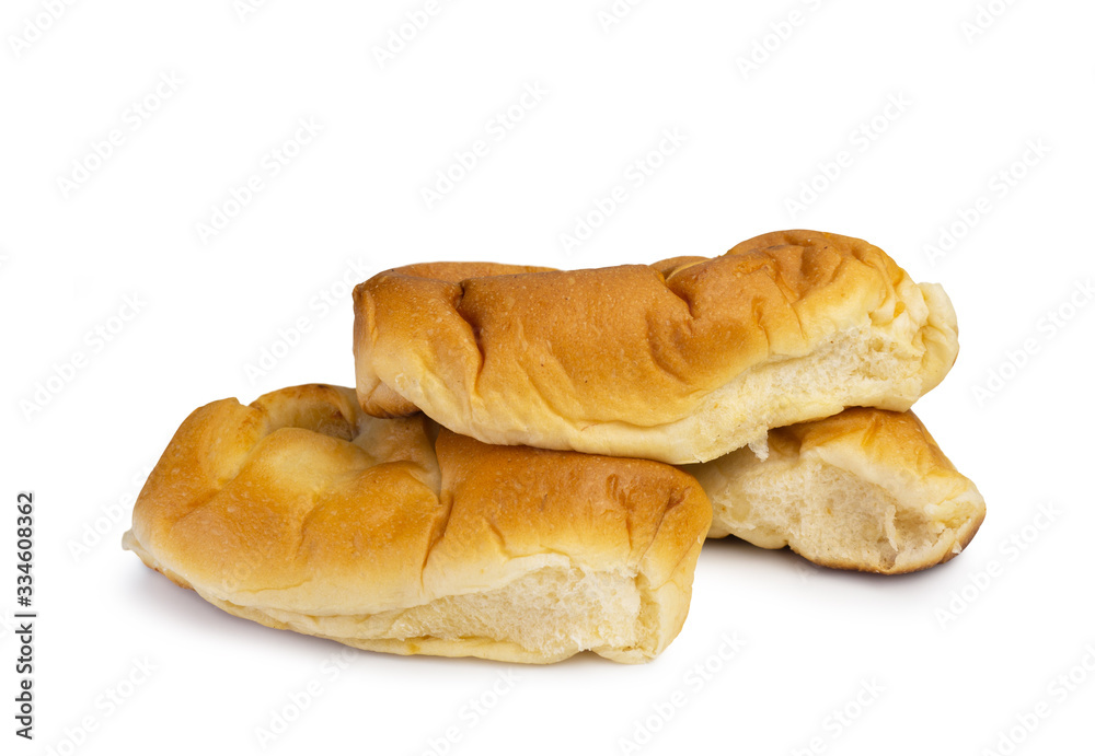 freshly baked bread on white background. (clipping path)