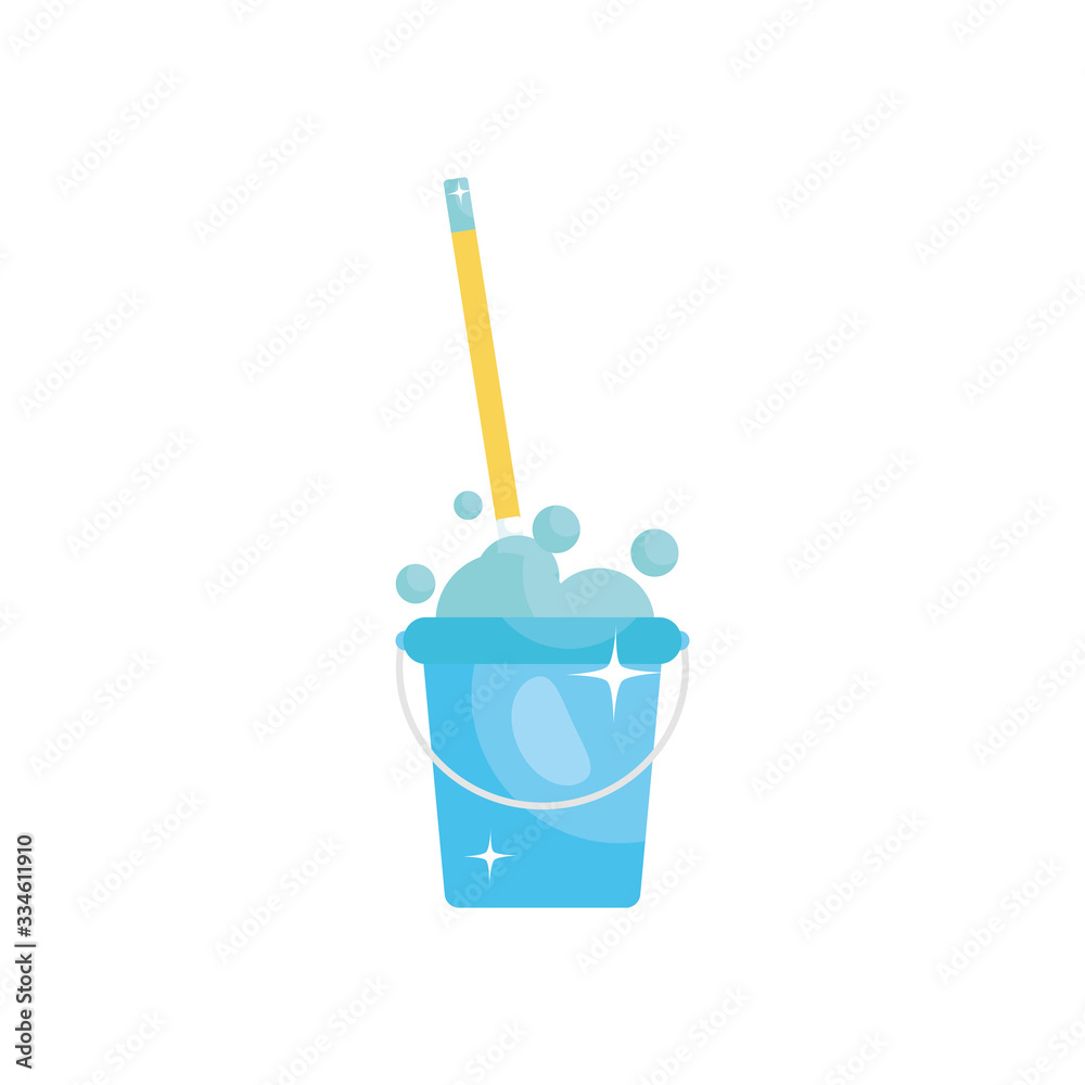 mop in a cleaning bucket, flat style mop in a cleaning bucket, flat style