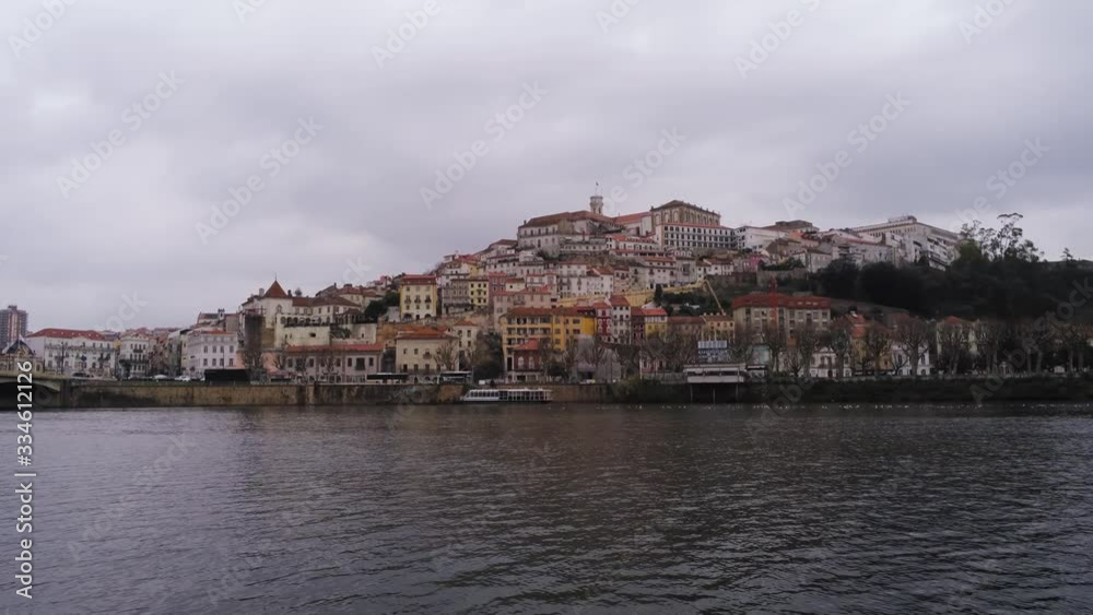Beautiful aerial across the Modego River towards Coimbra, Portugal. Beautiful aerial across the Modego River towards Coimbra, Portugal.