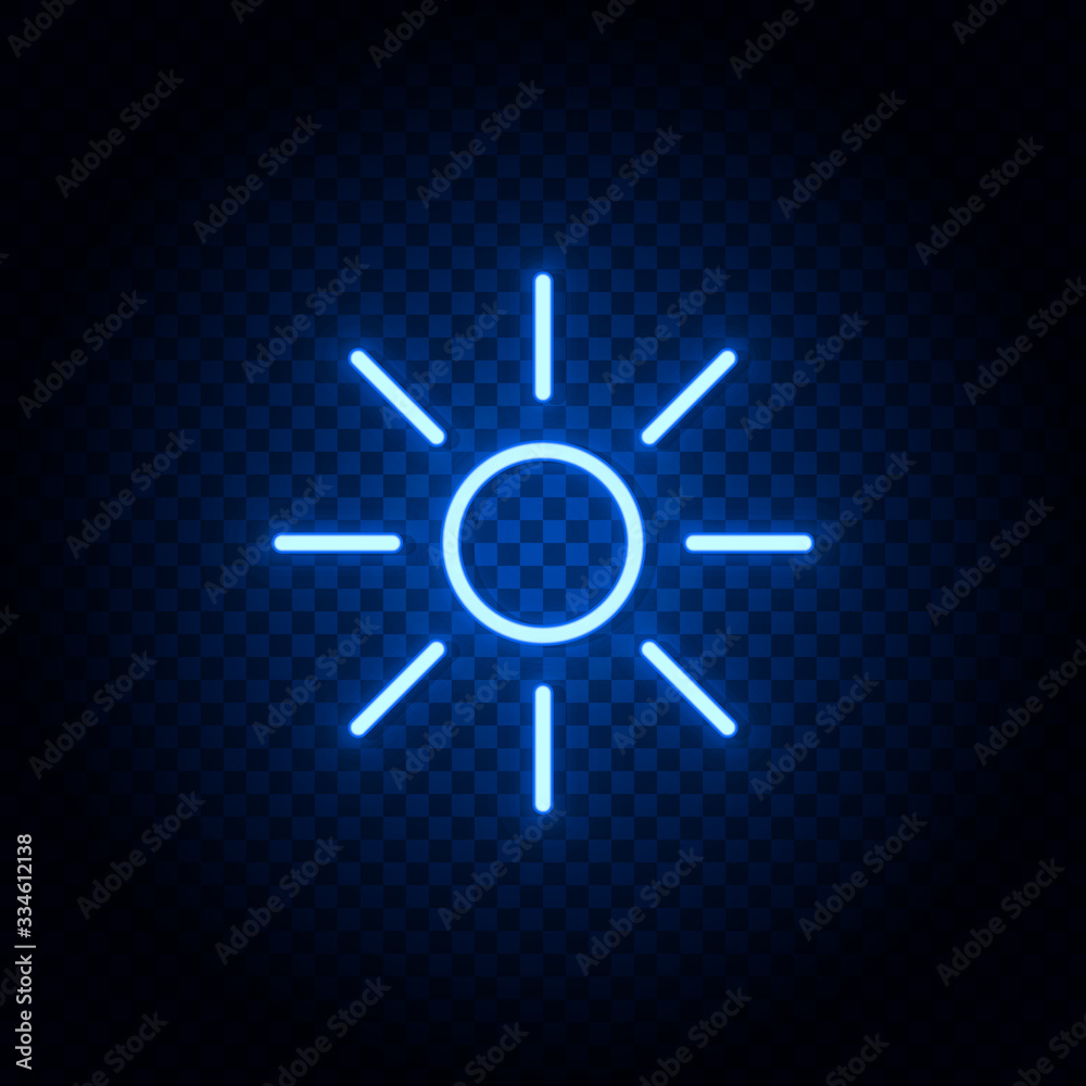 Sun blue neon icon - Vector. Spage concept vector illustration. Sun blue neon icon - Vector. Spage concept vector illustration.
