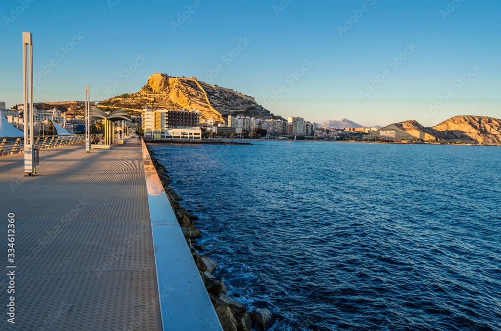 Alicante castle seen from the seafront