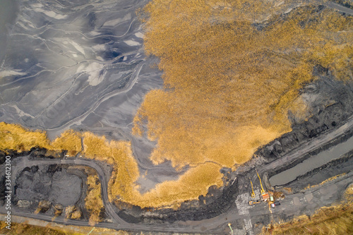 aerial shot of vysychajícího jezera na jaře, europe czech karvina photo