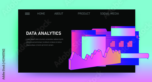Web site template for Big Data  analysis, Artificial intelligence and  Information science. 3D graphs and plots.