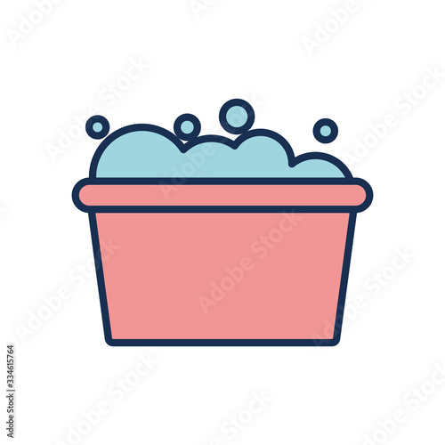 bucket with soapy water icon, line fill style