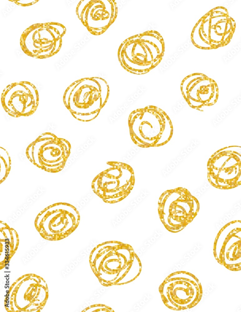 Vector pattern with circles. White and gold colors.