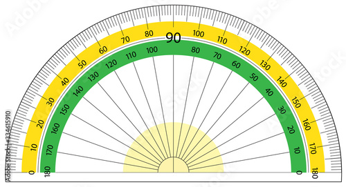 Round protractor on white background