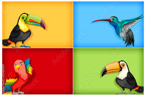 Background template with plain color and many birds