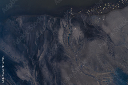Obraz na płótnie aerial shot of drying lake and aftermath of it w salonie