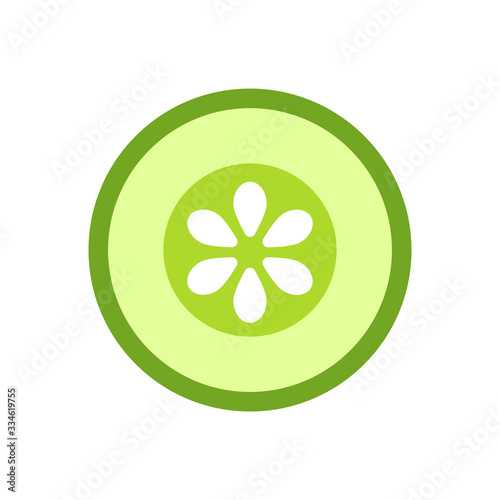 Sliced cucumber simple colored vector logo icon flat illustration design
