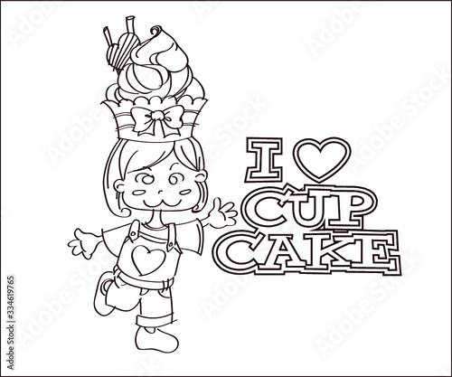 Cup-cake lady outline