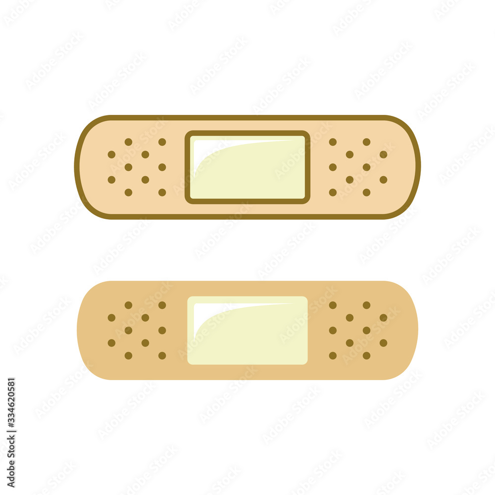 Adhesive plaster bandage design colored style set. Simple vector  illustration icon logo sign symbol representation for medical needs or  care, first aid, doctor, nurse, hospital, etc. Stock-Vektorgrafik | Adobe  Stock