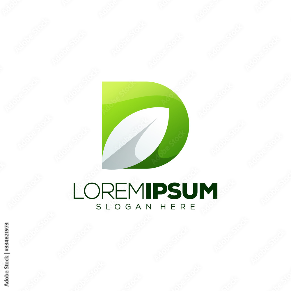 D leaf logo design vector illustration D leaf logo design vector illustration