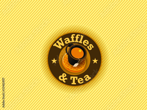 waffles and tea or coffee logo design in vector format