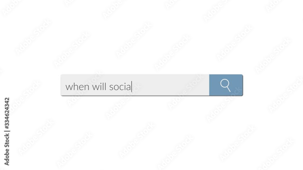 'When will social distancing end' text animation on a search bar 'When will social distancing end' text animation on a search bar