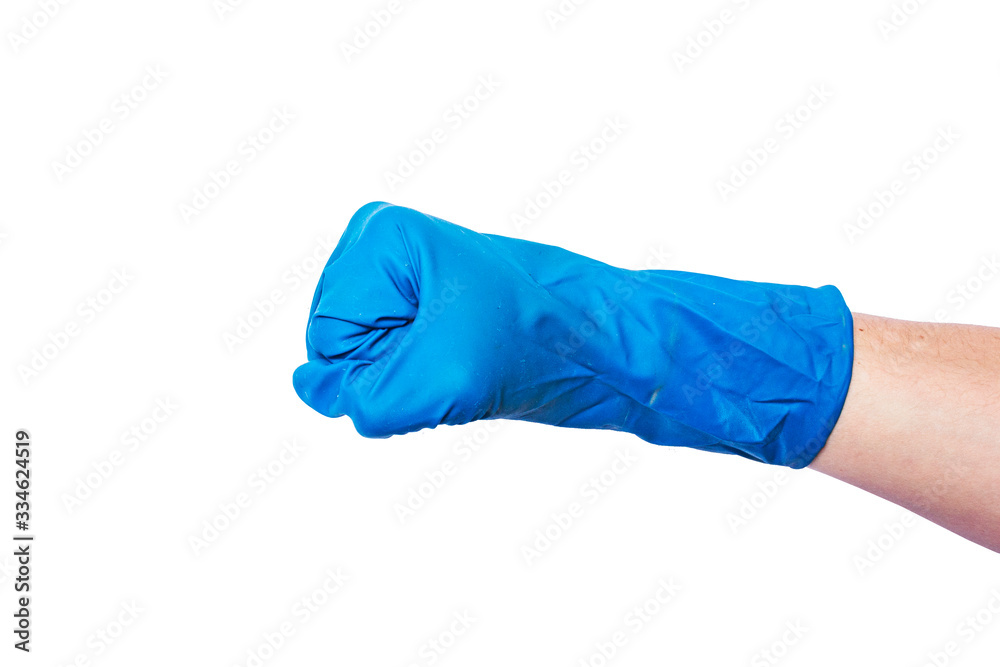 Hand clenched in a rubber glove Hand clenched in a rubber glove