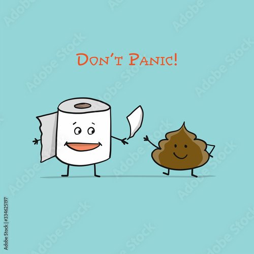 Toilet Paper and Poop. Funny Character isolated for your design