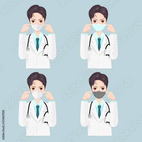 The doctor wears a mask to prevent pollution