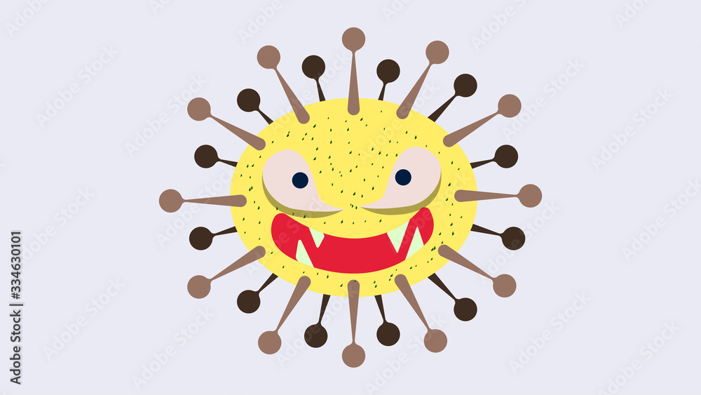 Illustration vector graphic of Cute character of germ, bacteria and virus. Microbe, Pathogen, Virus icon. Vector cartoon illustration of a virus. cute cartoon germ in flat style design.